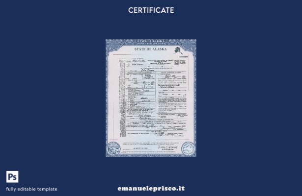 modello di certificato di morte dello stato USA Alaska in stile verificato nel m